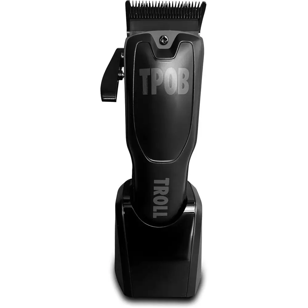 High-Torque 6800 RPM Barber Clipper with Diamond-Like Carbon Blade in Stealth Black