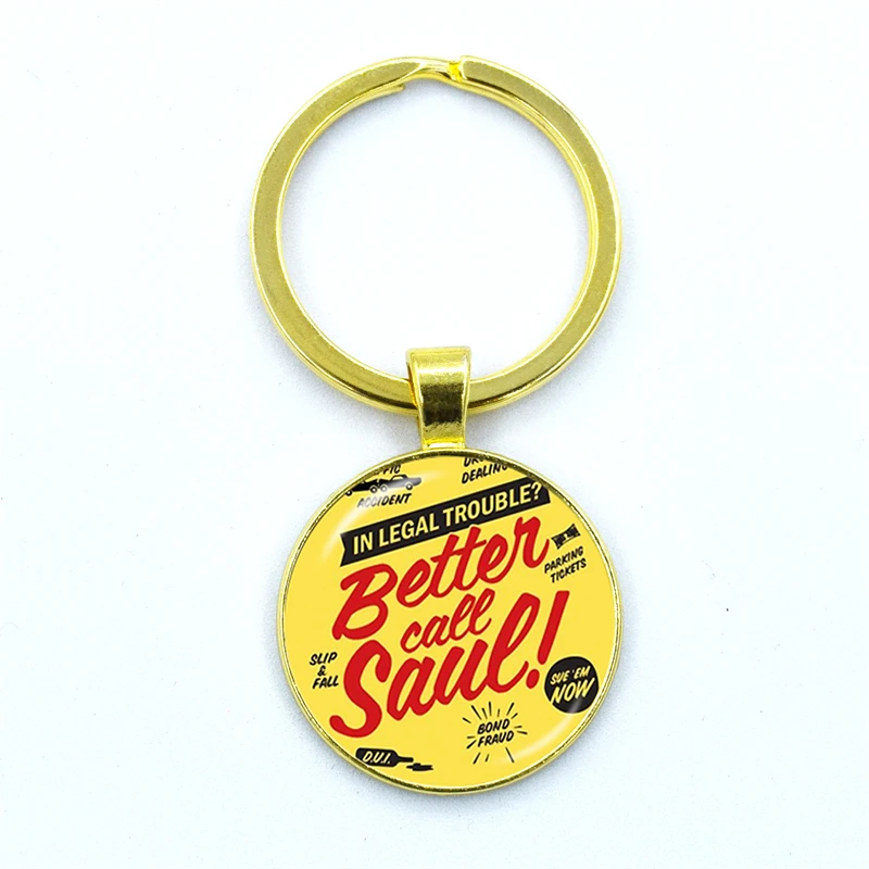 HOT!!! Classic Movie Better Call Saul Fashion Glass Dome Cabochon Key Chain Jewelry Gift For Fans