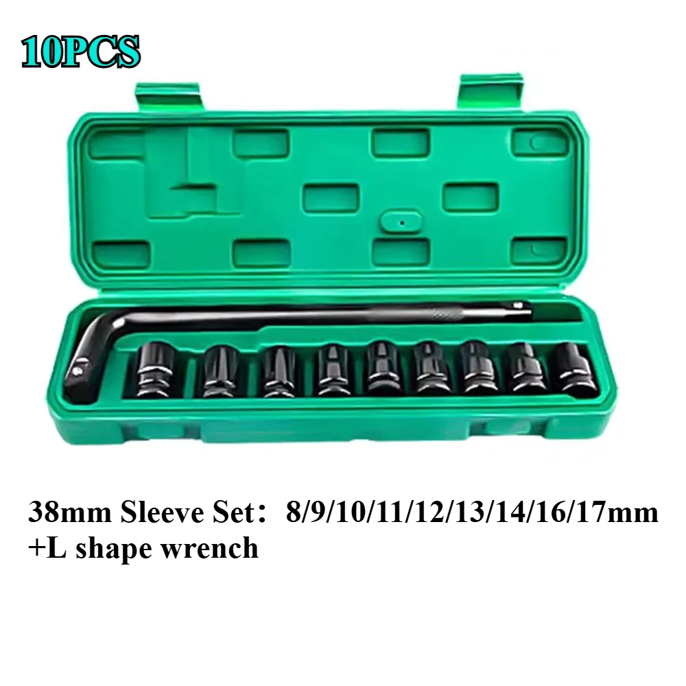 10pcs 1/2 inch drive Metric Impact Sleeve Sleeve Universal Sleeve Metric Drive Deep Socket Wrench for Pneumatic Service Tools