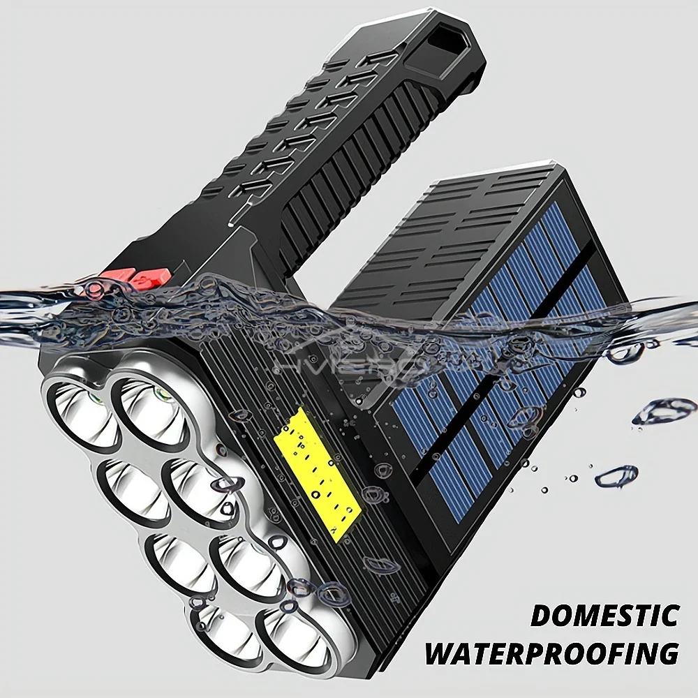 متعددة الوظائف الشمسية مصباح ليد جيب الطوارئ قابلة للشحن في الهواء الطلق مقاوم للماء المنزلية COB بالطاقة 8led كشاف محمول #5