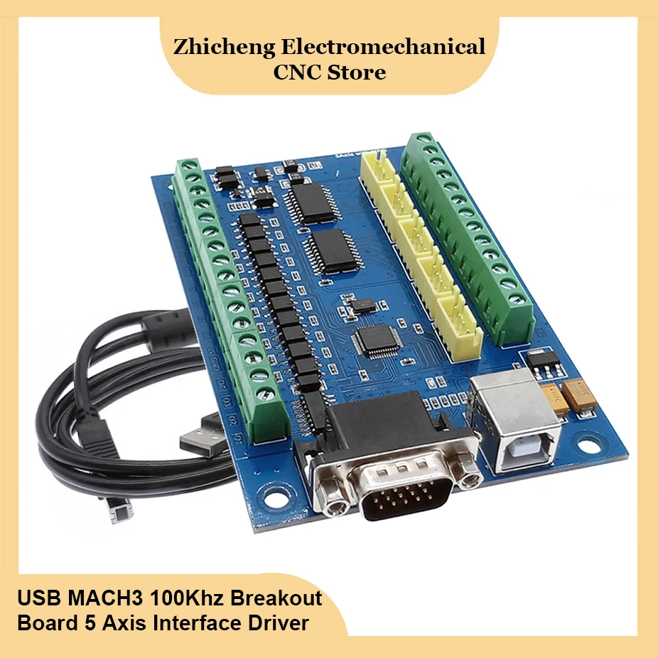 Breakout board CNC USB MACH3 5AXIS Controller Card Support Stepper and Servo Motor 100Khz With USB Cable MPG Interface