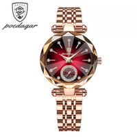 POEDAGAR Top Brand Watch for Women Luxury Jewelry Design Rose Gold Steel Quartz Wristwatches Waterproof Fashion Ladies Watches