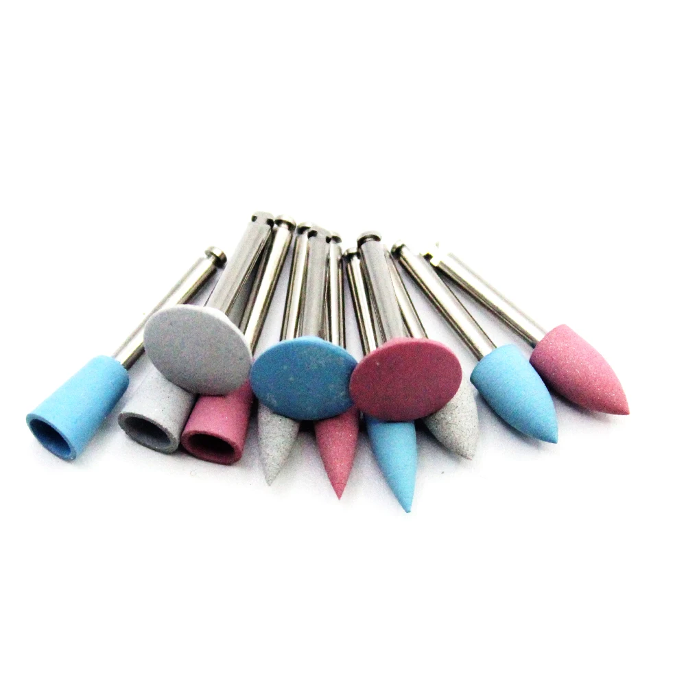 10 sztuk/partia Dental silikonowe głowice szlifierskie polerka do zębów szczotki do polerowania do maszyny o niskiej prędkości węglik krzemu materiały dentystyczne