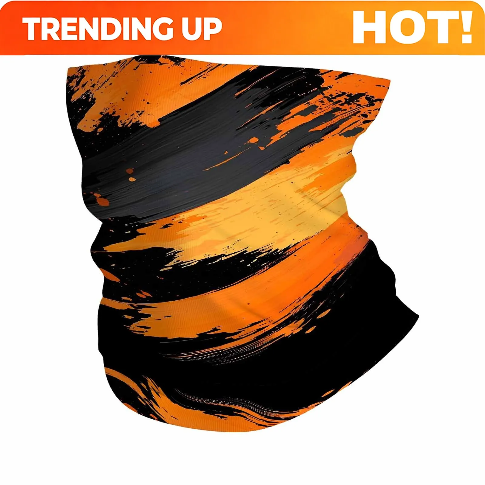 Customization Abstract, Black And Orange, Brush Strokes Novel Design Multi Functional Print Scarf Suitable Outdoor Men Women