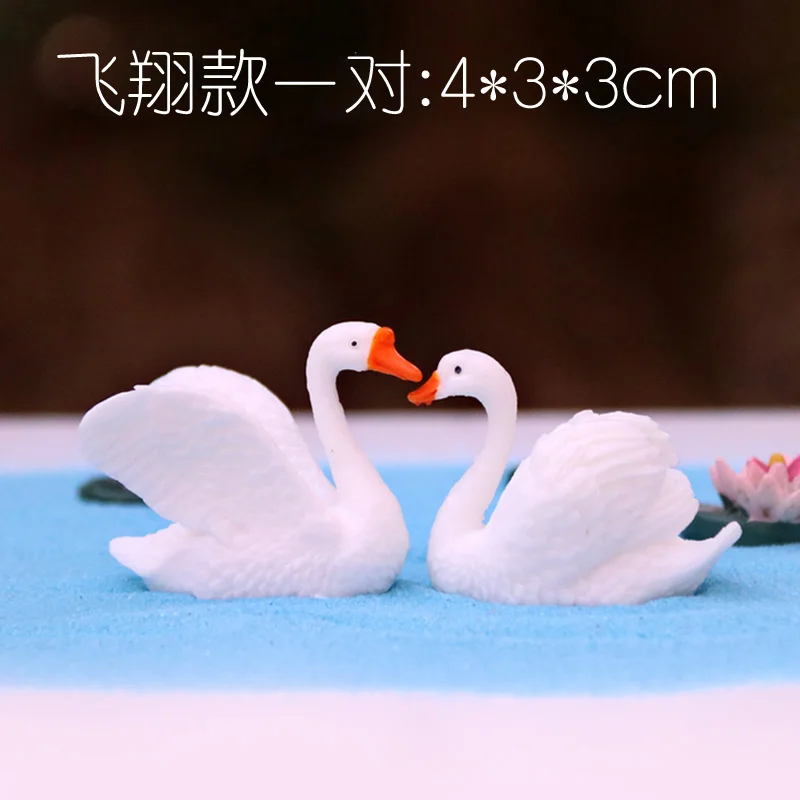 Swan Flamingo Love Bird Figurine Ornament Garden Fairy Decor Glass DIY Accessories Home Decoration Miniature Valentine Day Gift