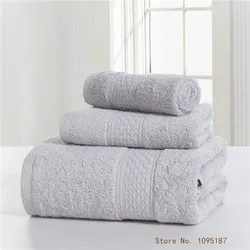 Shower Bath Room Towel Set, 100% Cotton Terry Cloth, Candy Color, Hand/Face/Bath Towel for Home Hotel 70*140cm, 3Pcs/Set