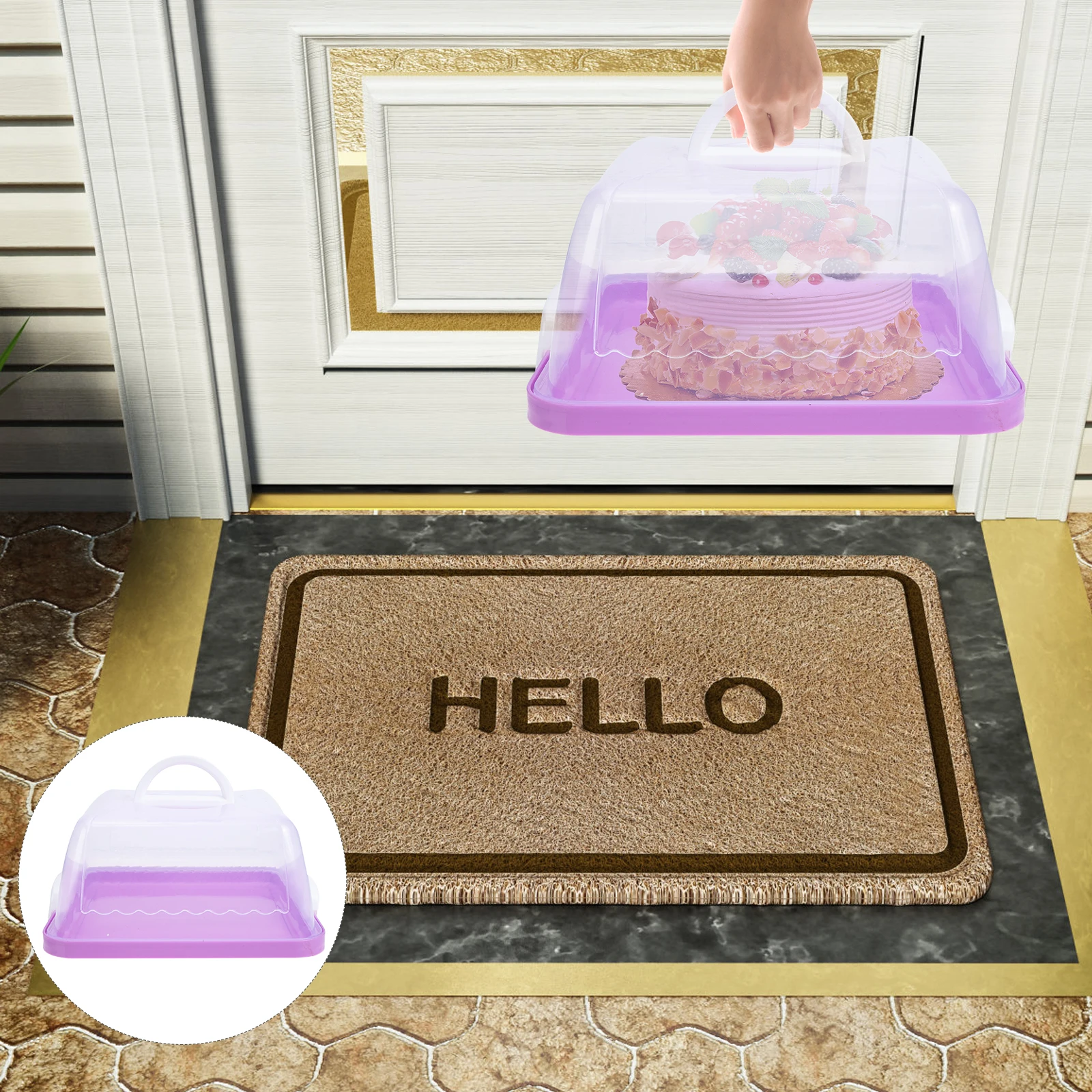 

Portable Clear Plastic Cake Carrier Container Handle Lid Cake Storage Box for Baking Dessert Box Dessert Storage Case