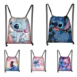 Lilo Stitch coulisse Boy Girl Bags donna borsa per la spesa di grande capacità zaino Casual per adolescenti borse da viaggio portatili