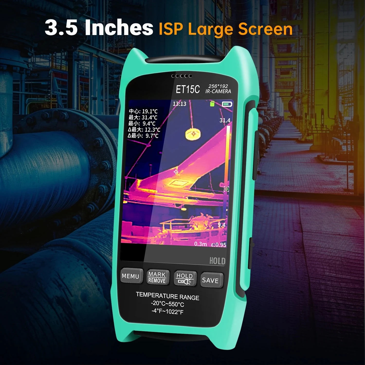 ET15C Industrial 3.5 Inch Thermal Imager 256*192 Portable Thermal Imaging Camera -20℃~+550℃ Automotive & Circuit Repair