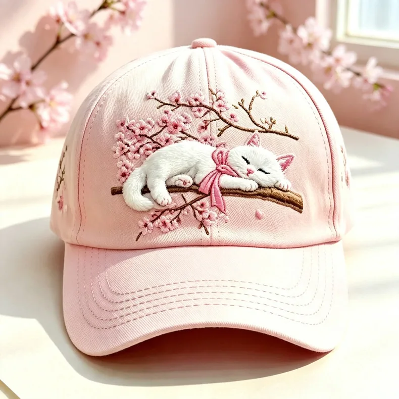 Pink Ribbon Printed Baseball Cap, Breathable Korean Style Sweet Pink Trucker Hat for Women, Casual Versatile Sun Hat 4
