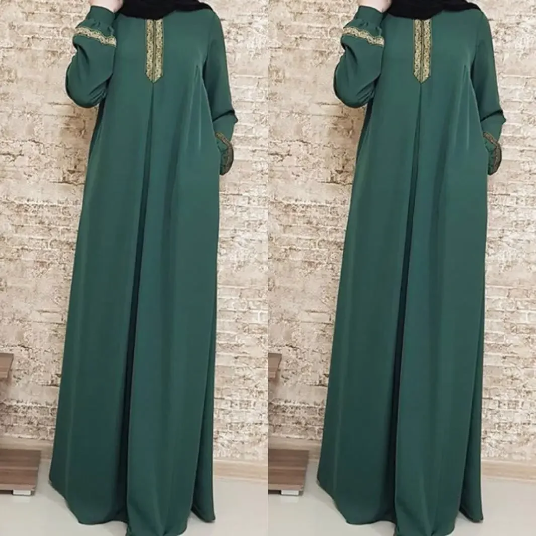 Muslimische Frau Abaya Islamische Kleidung Abaya Dubai Türkische Indoneisa Islam Nationaler Stil Druck Lose Lange Rock Frau Casual Abaya