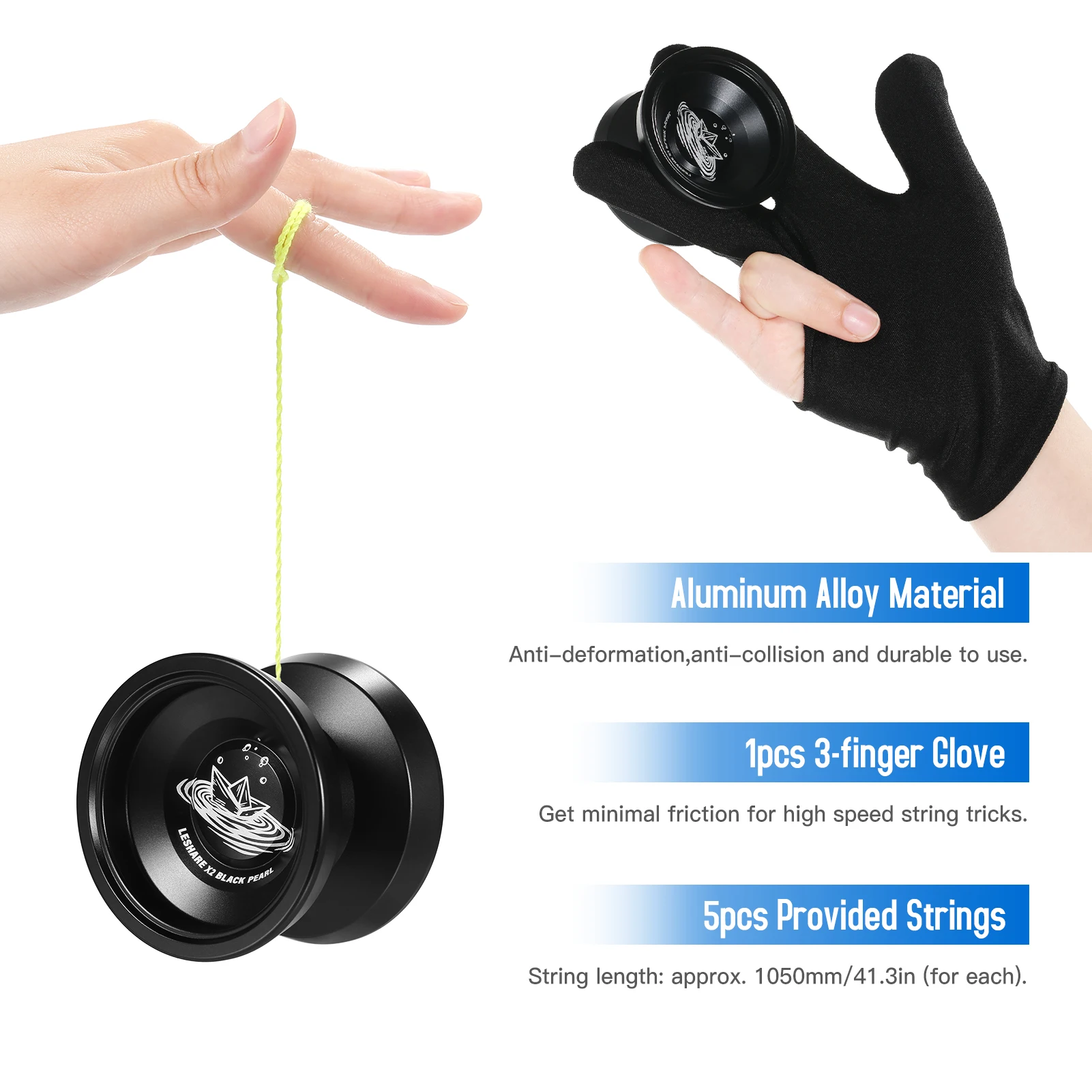 Aluminum Yoyo Ball Competitive Yo Yo Gift w Bearing Strings and Glove Adult Professional Aluminum Yo-yo Ball Bearing High Speed