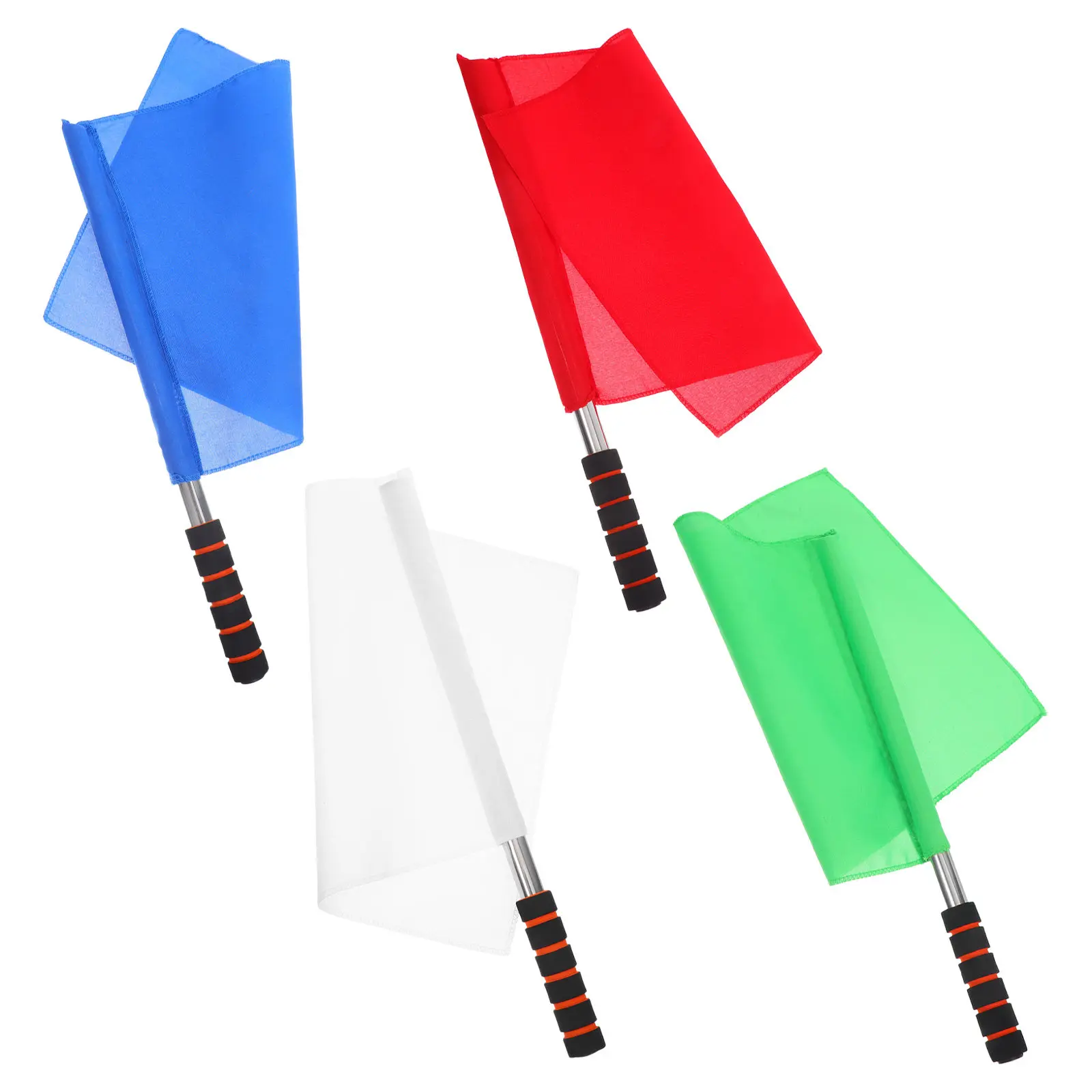 4Pcs Sports Referee Flags Standard Size Sponge Handle Signal Flags for Soccer Volleyball Track Events Judge Tools