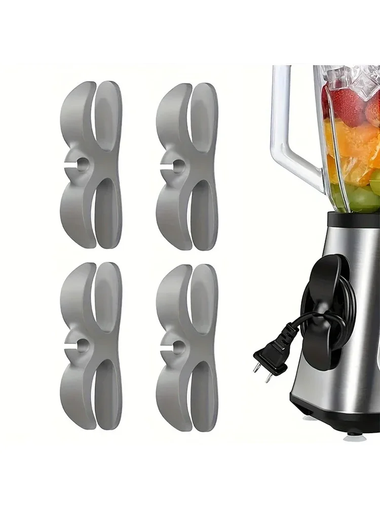 Enrouleur de cordon en Silicone, 4 pièces, support d'organisation de cordon d'alimentation, Clip de fixation de fil de câble auto-adhésif pour friteuse à Air, Machine à café