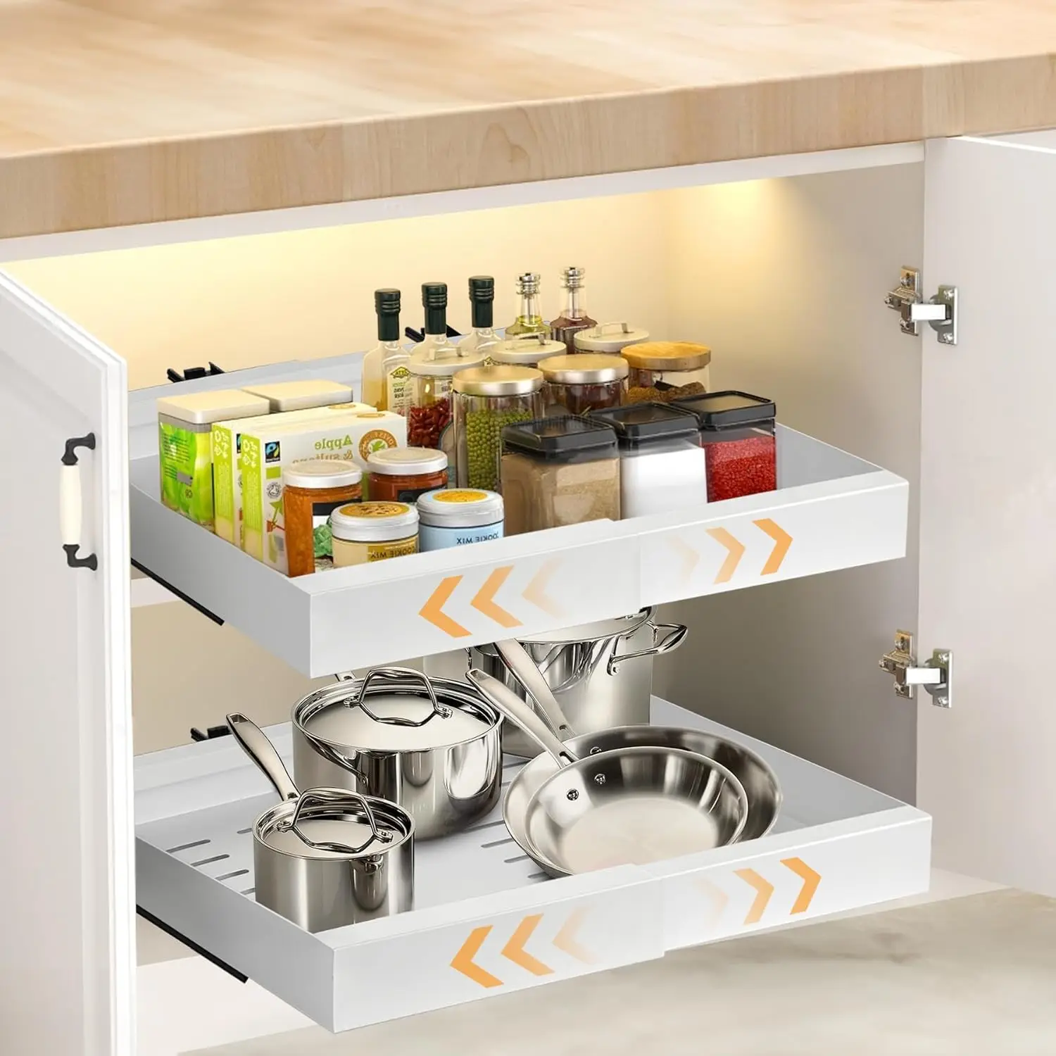 Expandable Pull Out Cabinet Organizer, Slide Out Drawers for Kitchen Cabinets, Convenient  Solution for Kitchen, Pantry - Adjust