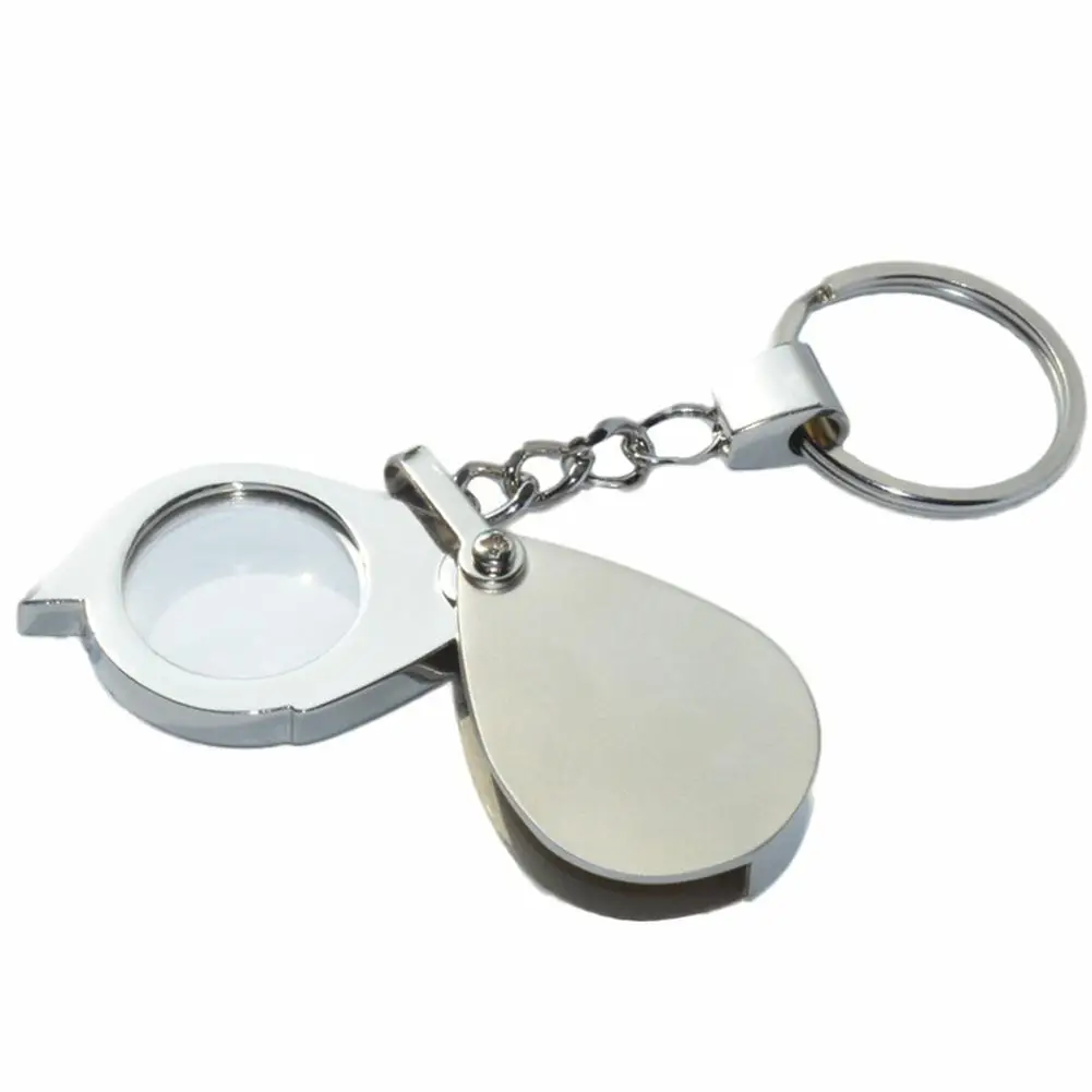 1pcs Mini Portable 15x Magnifier With Keychain Foldable Optical Glass Magnifying Glass Home Office Travel