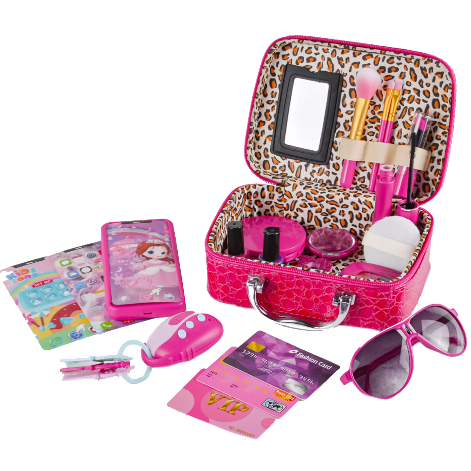 Kids Pretend Makeup Kit Girl Pretend Play Makeup Toy For Toddler Birthday Gift Children's Play Cosmetics Toy Makeup Set For