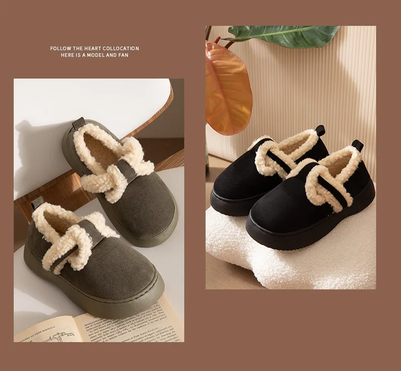 Shevalues Verstellbare, mit Fleece gefütterte Baumwollschuhe für Damen, rutschfeste Outdoor-Hausschuhe, Winter-Slipper, flauschige, gemütliche, warme Schuhe – Detail 22