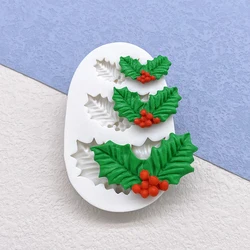 Holly Berry Christmas Silicone Sugarcraft Mold Resin Tools Cupcake Baking Mould Fondant Cake Decorating Tools