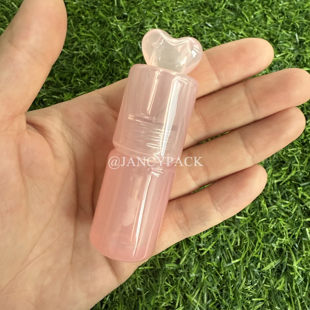 3.5ml Stock Cute Unique Cosmetic Round Heart Shape Lip Gloss Tube With Brush Lip Gloss Tubes Custom Box