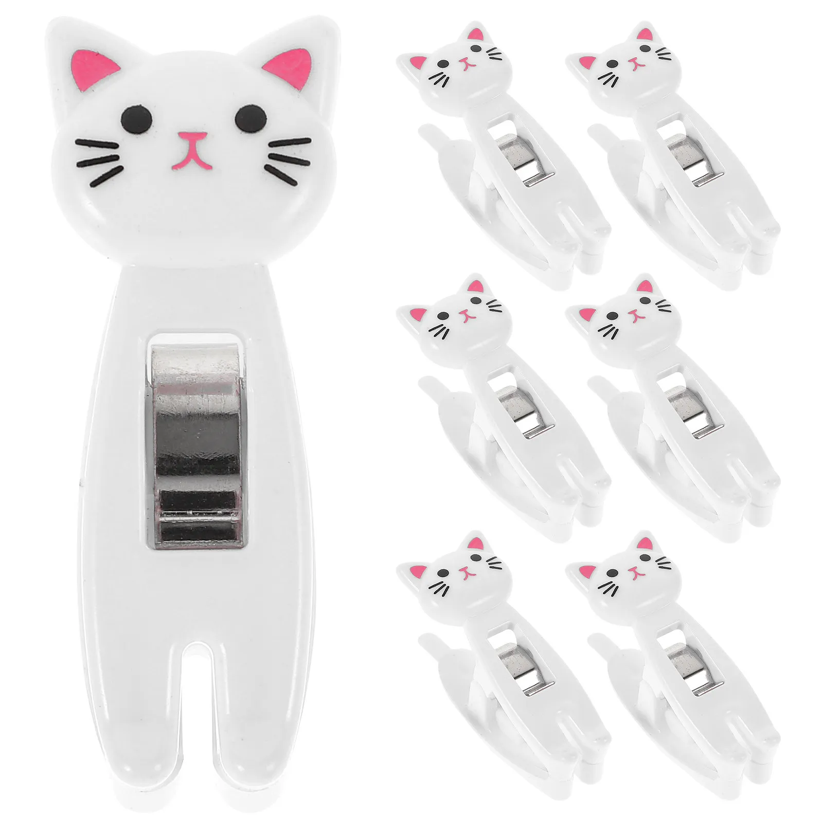 6Pcs Cute Cat Shape Multi-Functional Clothespins Food Sealing Clip Ticket Photo Message Holder Stable Windproof Clothes Clamps