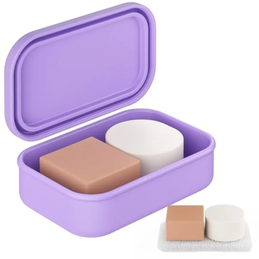 

Solid Shampoo Bar Holder, Large Leakproof Travel Soap Case, Silicone Soap Box with Draining Layer, Enhanced Soap Container, Sui