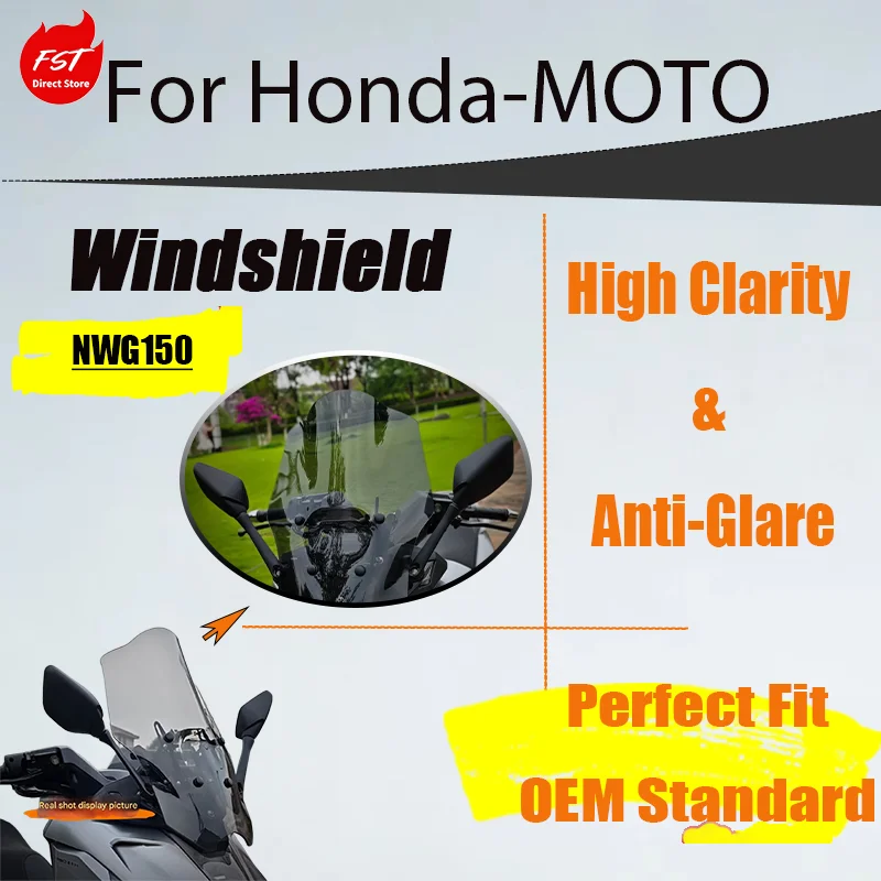 Adjustable Lift Windshield with Multi-Function Bracket for Honda NWG150, Height & Angle Adjustable Front Wind Deflector