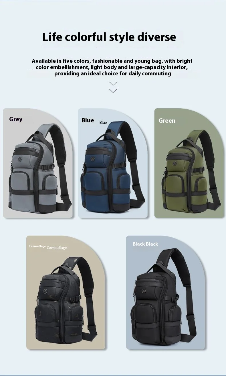 OZUKO Crossbody Bag Large Capacity Shoulder Bags for Male Waterproof Chest Bag Tactical Sling Messenger Bags Men Outdoor Sports