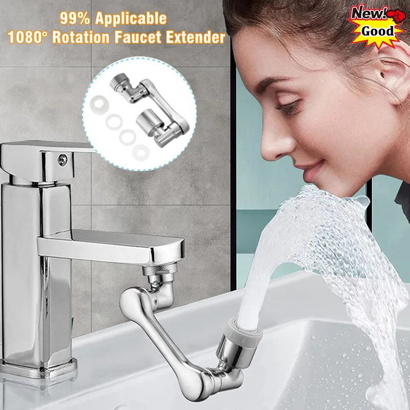 

99% Universal 1080° Rotatable Extender Faucet Aerator Robotic Arm Plastic Splash for Kitchen Washbasin Faucets Bubbler Nozzle