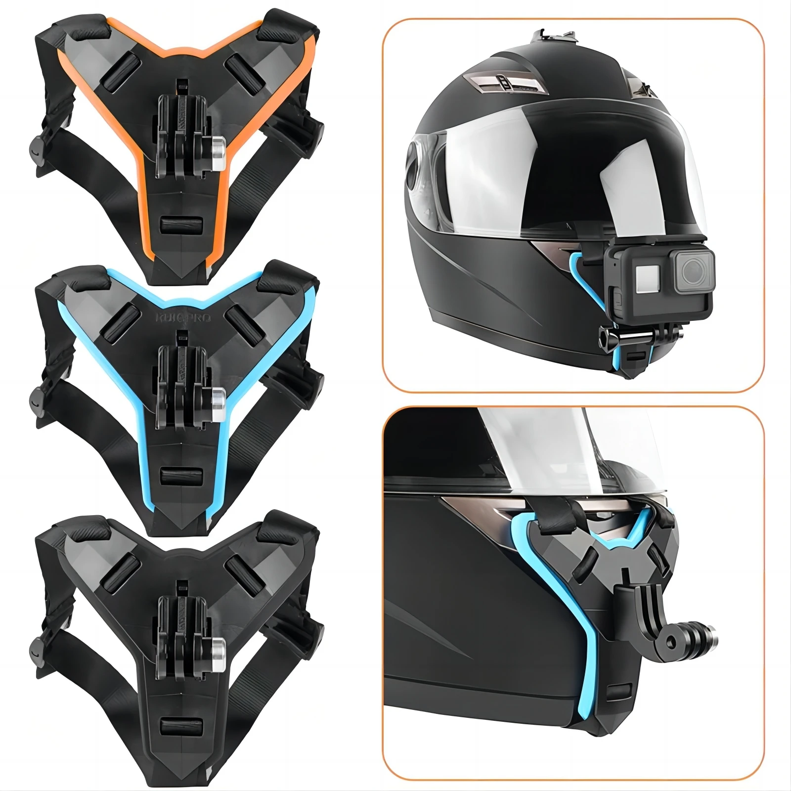 دراجة نارية خوذة حزام جبل الجبهة الذقن حامل حامل ل GoPro Hero13 12 1110 9 DJI Insta360 Yi عمل حامل كاميرا الملحقات