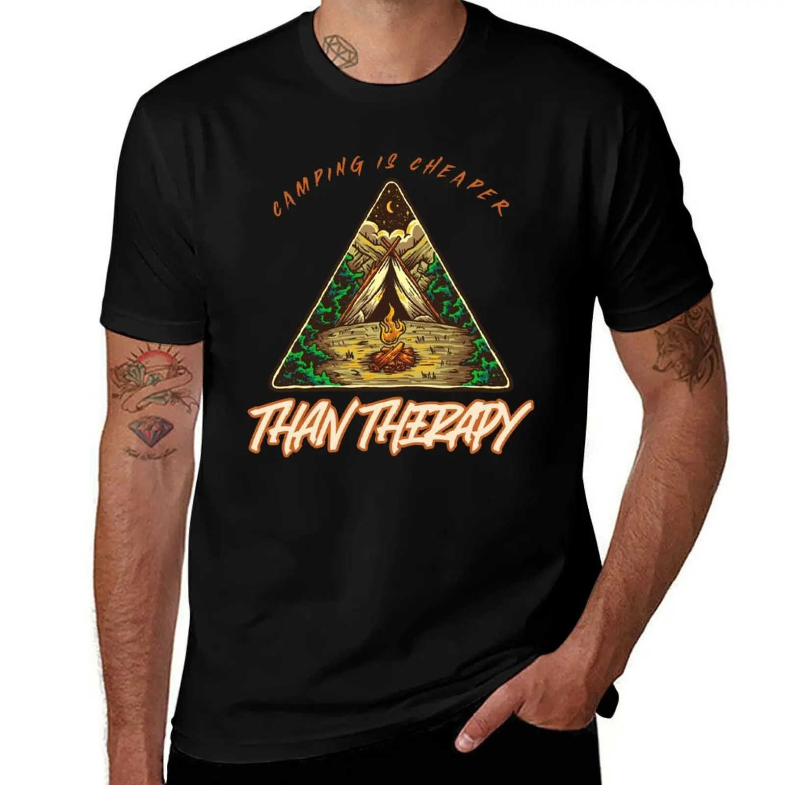 

CAMPING IS CHEAPER THAN THERAPY T-Shirt oversized t shirt animal prinfor boys Funny t-shirts compression shirt men