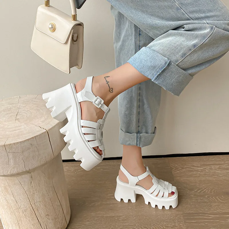 FEDONAS Super High Heels Gladiator Women Sandals Fashion Casual Weave Genuine Leather Platforms Shoes Woman 2025 Spring Summer