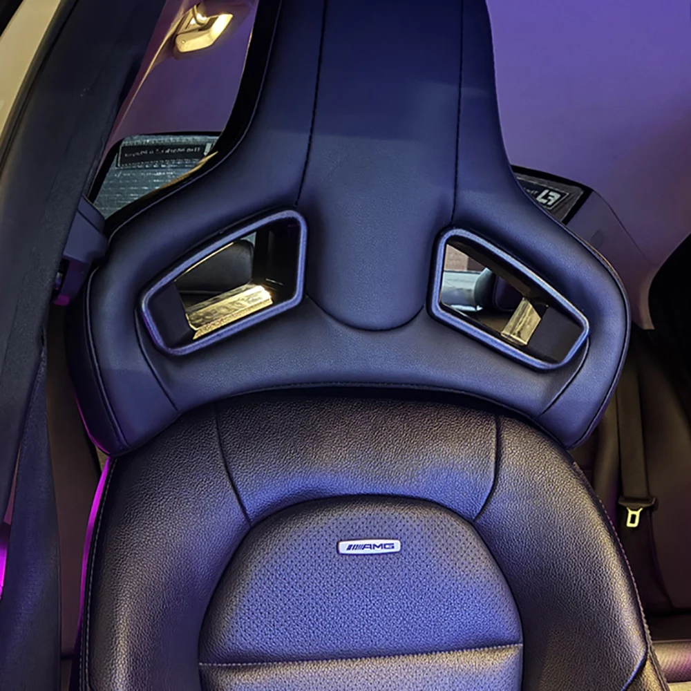 

Car Sport Seat Headrest PVC Leather Neck Pillow Cushion Universal Original Racing Seat Headrest with Plug&Play System