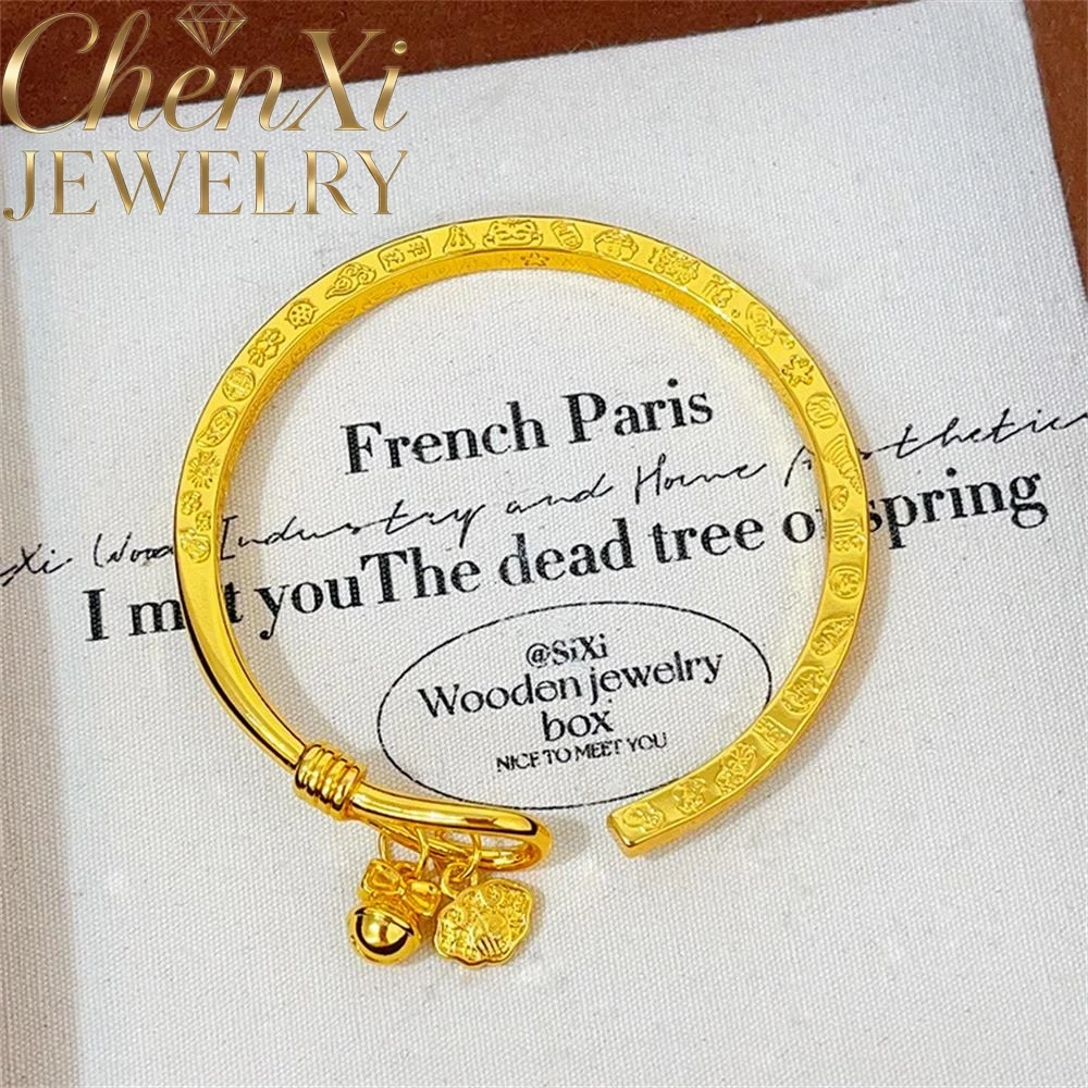 

Sand Gold Bell Auspicious Cloud Good Luck And Happiness Bracelet Luxury Quality Fashion Fine Jewelry Exquisite Elegant Charms