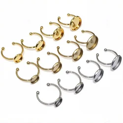 6 8 10 12 14 16 18 20mm Stainless Steel Gold Plated Adjustable Ring Settings Blank Base Fit 6-20mm Glass Cabochon Buttons Bezels
