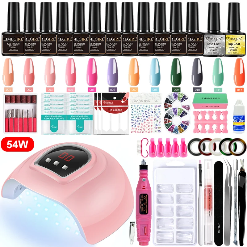 Manicure Kit Nail Extension Gel Nail Polish Set Acrylic Kit Poly Nail Gel Set with UV Nail Lamp Dryer Professional Manicure Tool