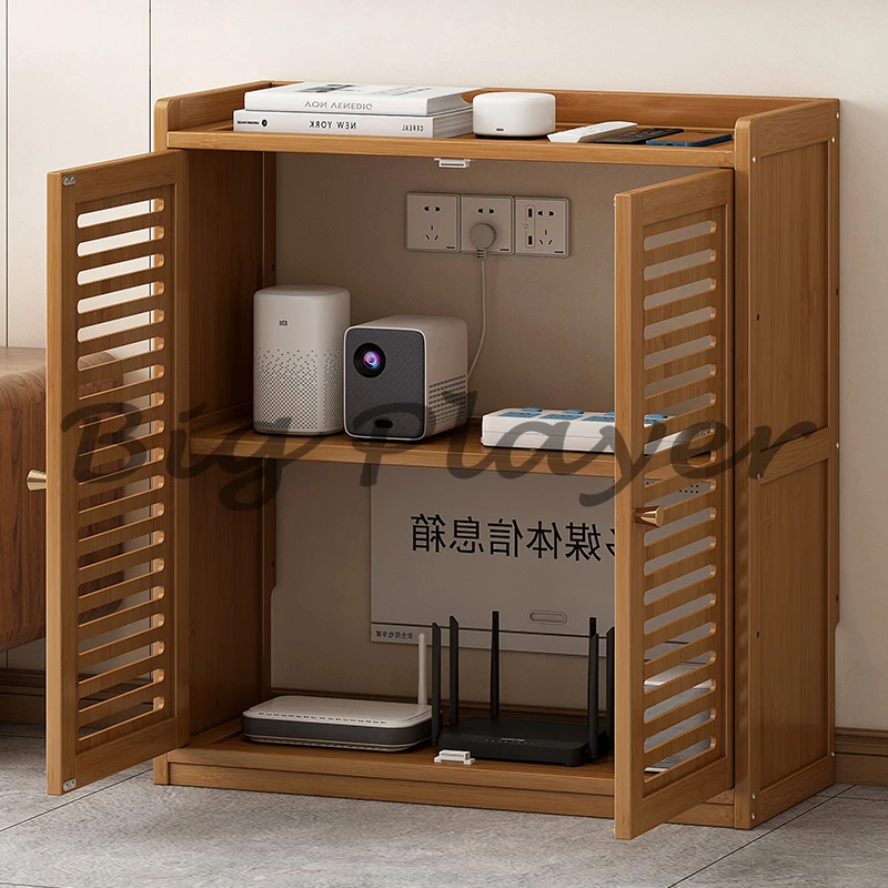 

WiFi Router Storage Cabinet Floor Standing Router Storage Box Modem Power Strip Cable Management Hider Organizer For Home Office