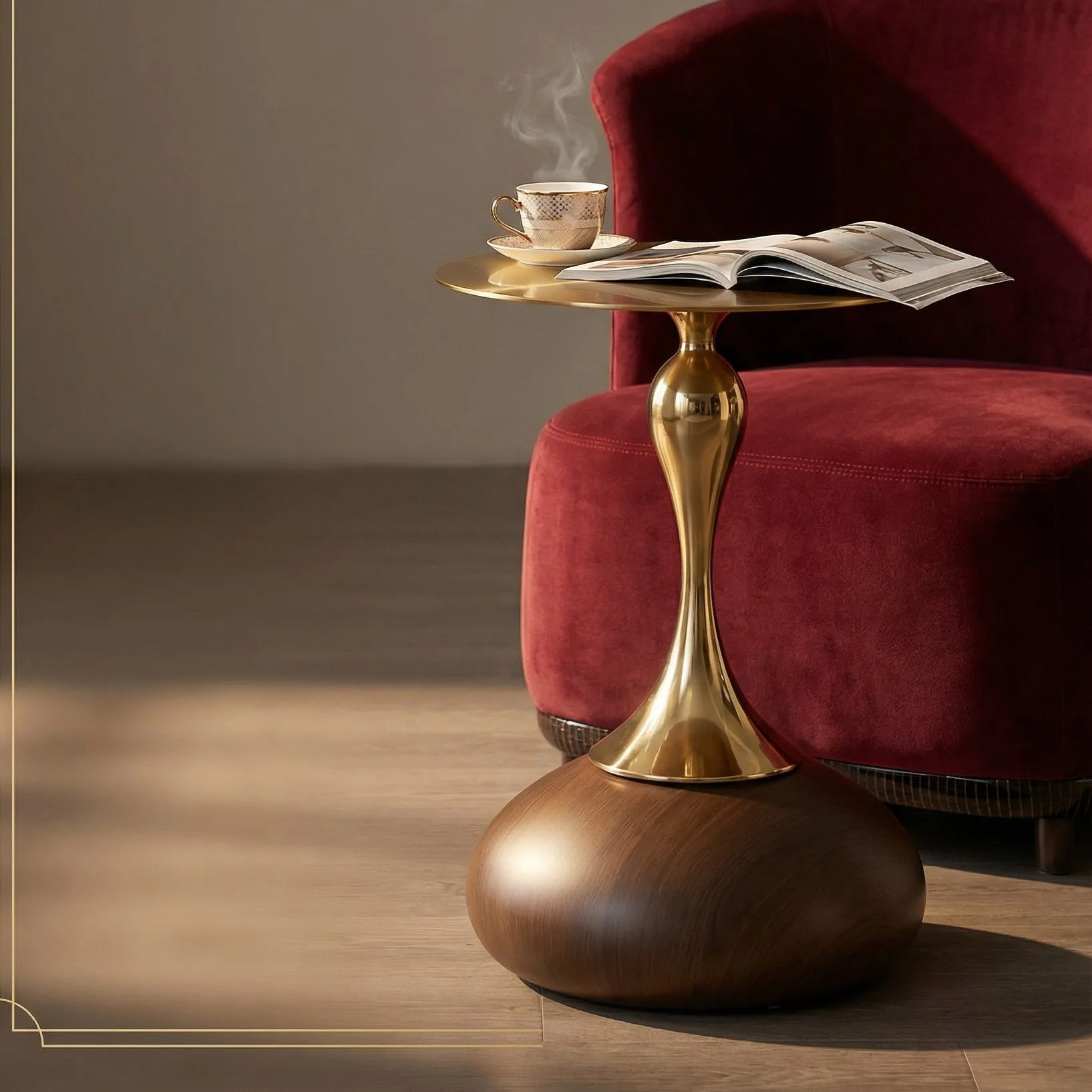 Italian coffee table, sofa side cabinet, light luxury living room, high-end small table
