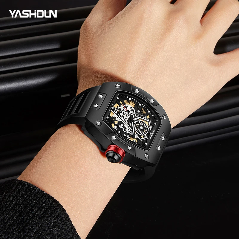 

YASHIDUN мужские механические часы модные наручные часы водостойкие светящиеся винные бочки механический стиль дизайн спортивные наручные часы мужские