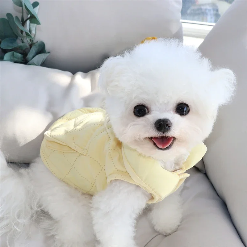 2023 New Pets Can Tow Vests Puppies Winter Clothes Solid Color Teddy Jackets Schnauzer Warm Jackets Beautiful Dog Clothes XS-XL