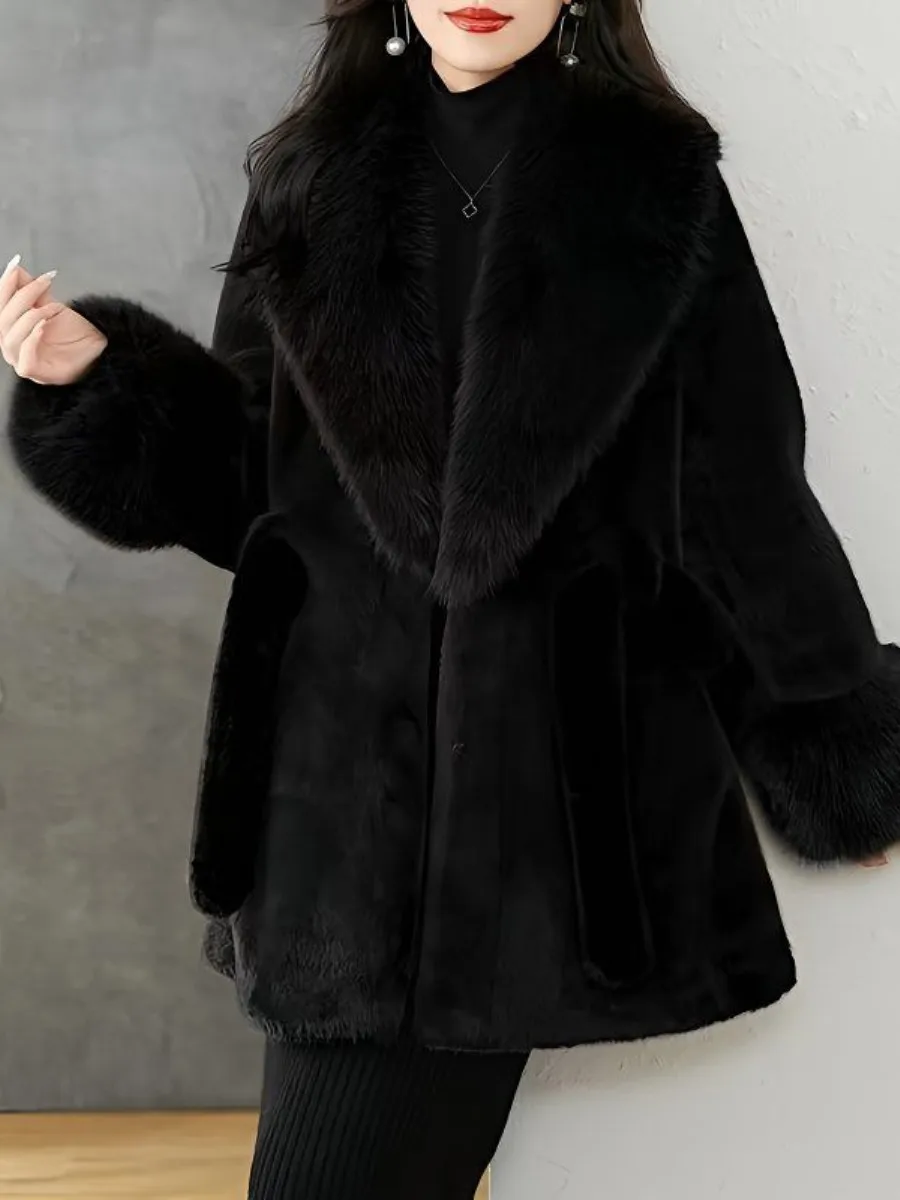 

Mink Fur Coat Women's Mid-Length Fashion New Style Winter Thickened Knee-Pad Health Ring Outerwear Jacket
