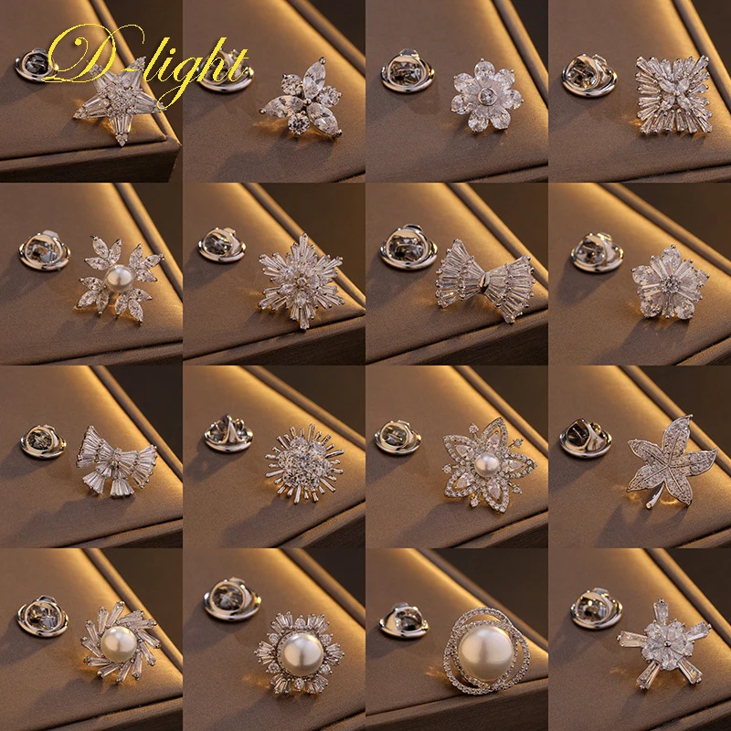 Zarif Kristal Kar Yaka Pin Lüks Broş Kakma Inci Zirkon Korsaj Bluz Yaka Pin Çanta Takım Elbise Yaka Toka Aksesuarları