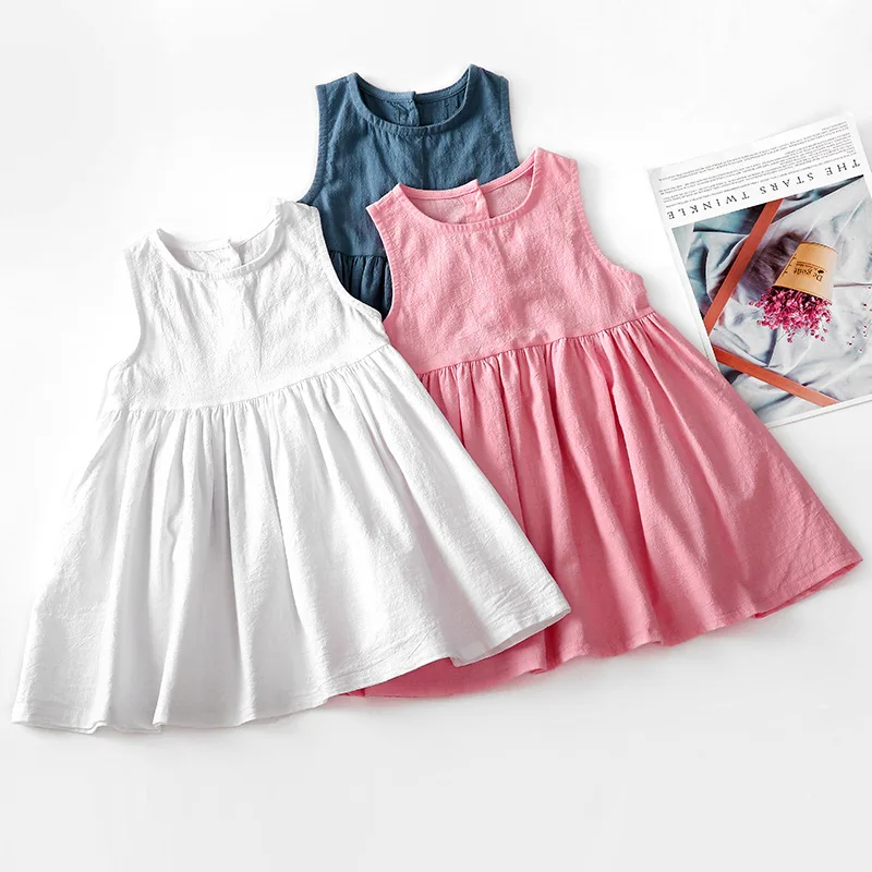 Kids Clothing Baby Girl Dress Flowers Sleeveless Party Dresses Crew Neck Sweety Summer Dress Princess Dresses Fashion Girls