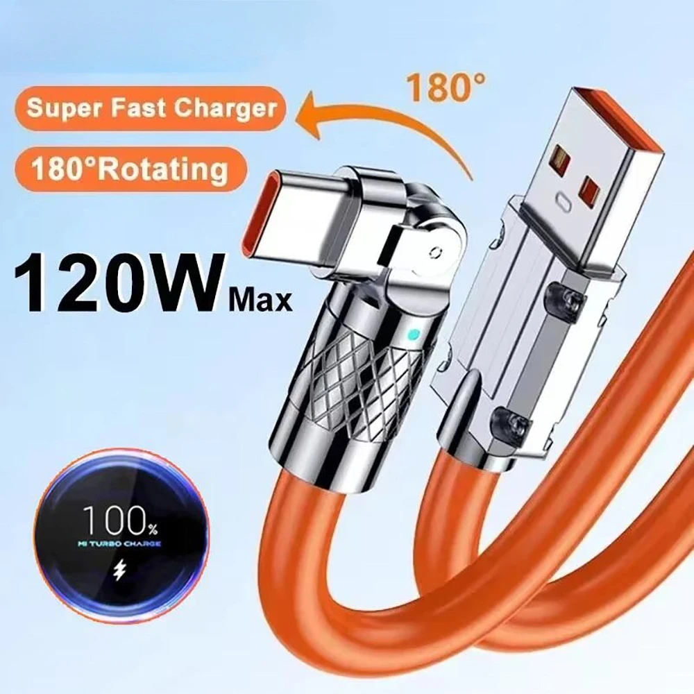 120W USB C To Type C Rotatable Fast Charging Cable Quick Cha