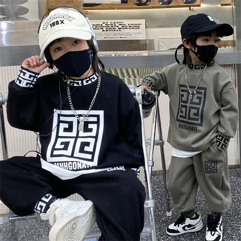 Boys Sweatshirts +Pants Kids Suits 2PCS/Set Cotton 2024 Pullover Spring Autumn Cotton Tracksuits Sport Christmas Gift Children C