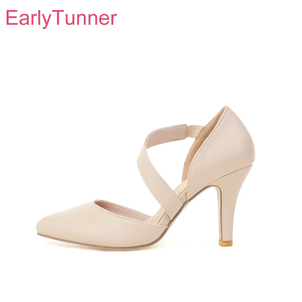 

Summer Fashion Beige Black Women Sandals Pointed Toe High Spike Heels Lady Party Shoes Plus Size 11 32 46 Large Small