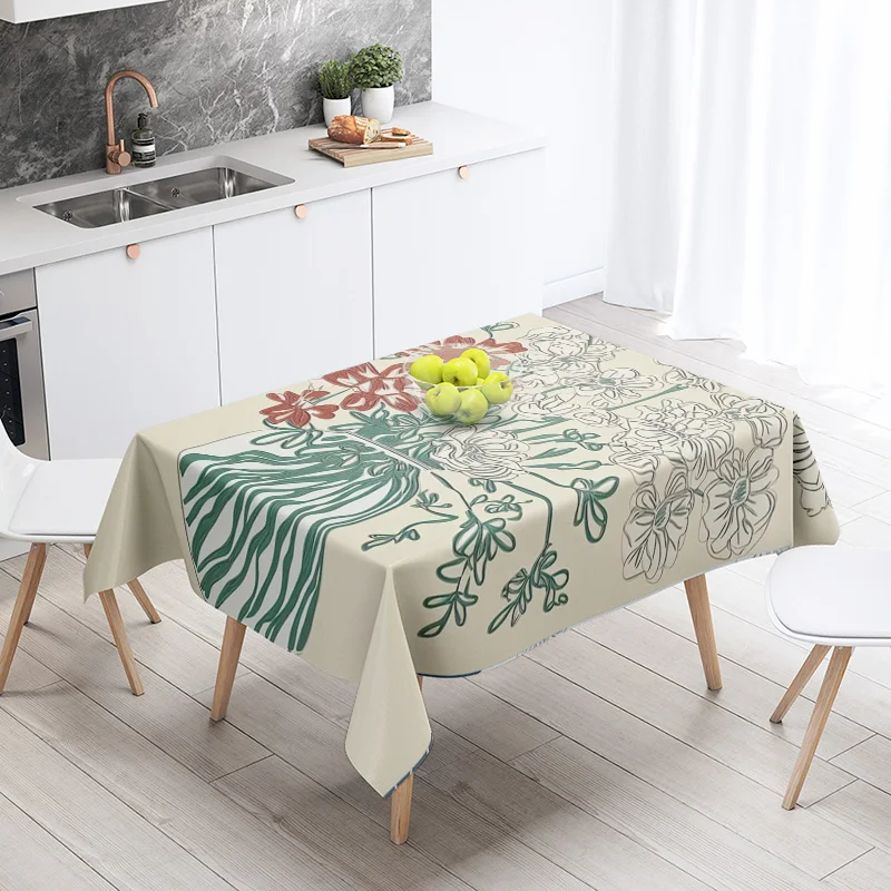 Morandi Ins Style Tablecloth Abstract Art Design 2025 New Geometric Pattern Decorative Tablecloth for Coffee Shop