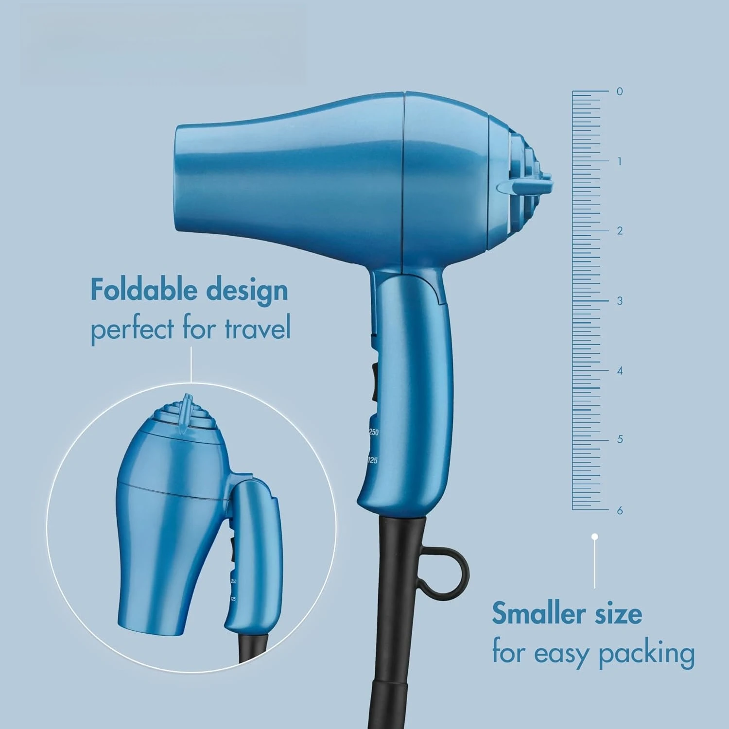 

Нано-титановый дорожный фен, профессиональный фен мощностью 1000 Вт с насадкой-концентратором, складная ручка, двойное напряжение-горячий