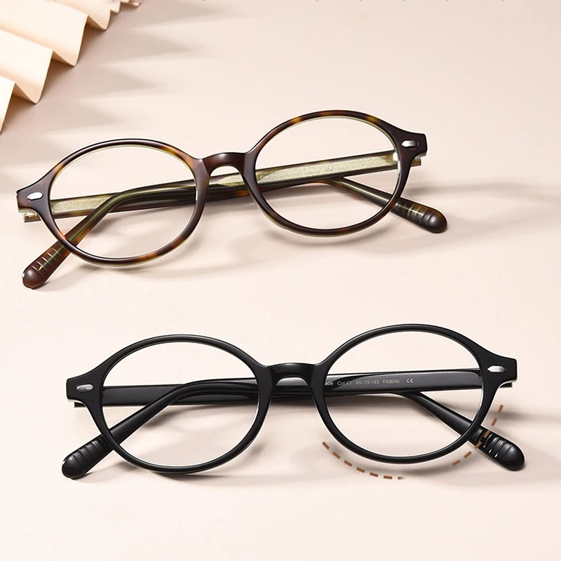 

Luxury Style Retro Fashion Glasses Frame High Quality Brand Acetate Small Round Frame Pin Temples Lightweight Design Eyeglasses