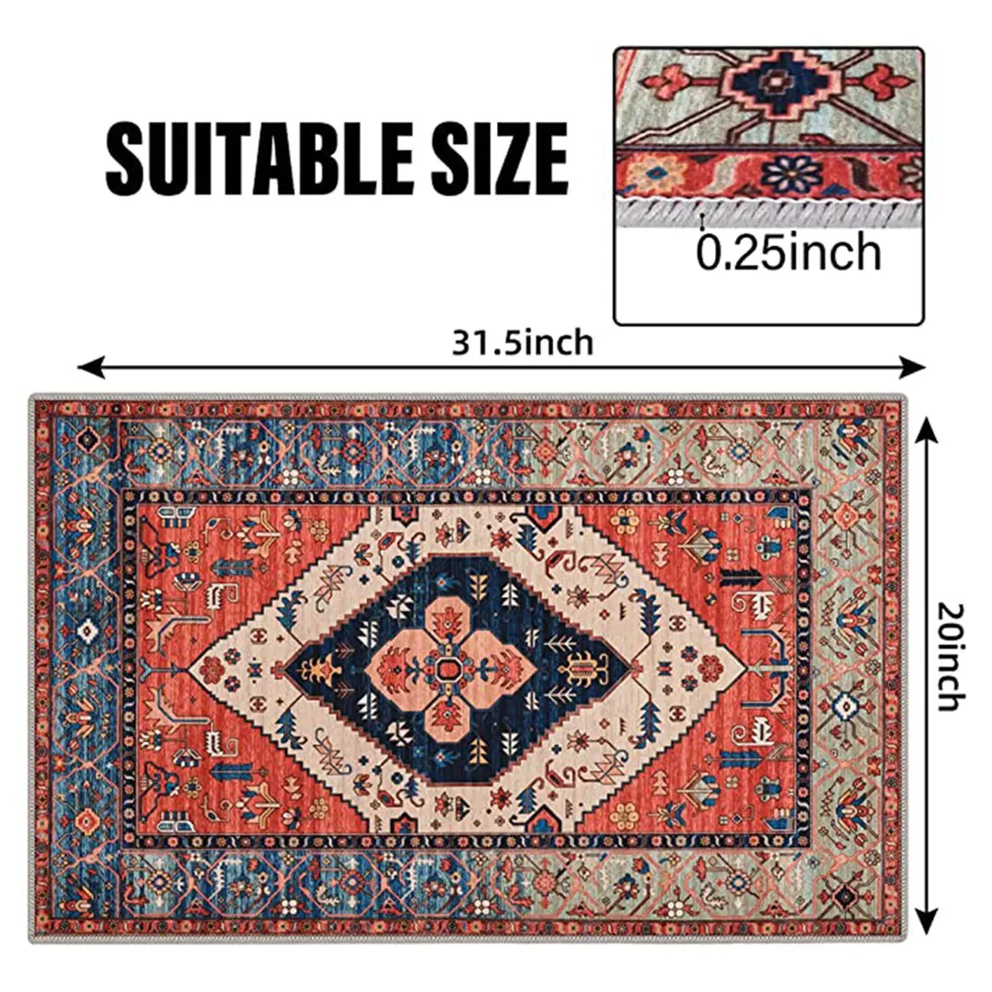 Indoor Door Mat Retro Indoor Floor Mat, Non Slip Front Door Rug Soft Quick Absorbent Entrance Doormats, Dust Dirt Resist Eco-Fri